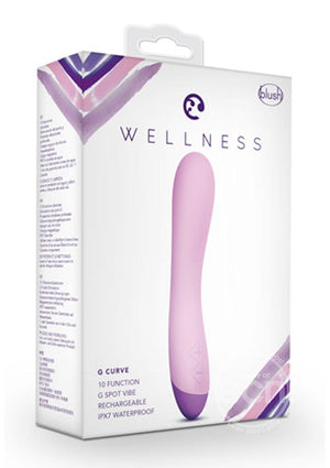 Blush Women's Toys, Vibrating, Rechargeable, Waterproof, G-Spot Pink/Purple Wellness G-Curve Pink- 8"