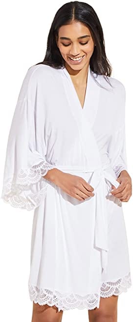Journelle Lingerie, Robes Cream / L Journelle - Charlotte Short Silk Robe