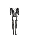 Le Desir Criss Cross Neck Bodystocking - Black