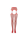 Le Desir Suspender Rhinestone Pantyhose - Red