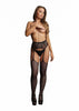 Le Desir Fishnet and Lace Garterbelt Stocking -  Black