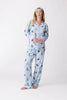 PJ Salvage -  Cats & Coffee Flannel PJ Set, Blue Tint