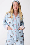 PJ Salvage -  Cats & Coffee Flannel PJ Set, Blue Tint