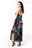 Christine Designs Lingerie, Chemise Christine Erte Feather Print Long Velvet Drape Back Gown