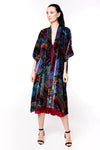 Christine Designs Lingerie, Chemise O/S Christine Erte Feather Print Velvet Kimono
