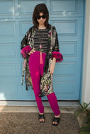 Jennafer Grace Robes and Kimonos Jennafer Grace -Fuchia Forest Faux Fur Koi Kimono S/M