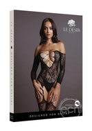 Le Desir Lingerie Le Desir Criss Cross Neck Bodystocking - Black