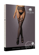Le Desir Lingerie S / Black Goodnight Le Desir Garterbelt Stockings with Open Design - Black