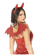 Leg Avenue Leg Avenue Devil Kit Rhinestone Devil Wings and Horn Headband (2 Piece) - O/S - Red