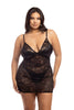Oh La La Cherie Teddy Oh La La Cherie - Soft Cup Chemise with Snake Lace and Satin Insets, with G-String