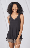 Faceplant Dreams Small / Black Faceplant Dreams - Bamboo V-Neck Pajama Tank - Black