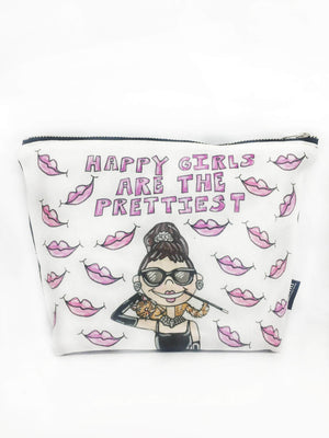 KAHRI Cosmetic Bag KAHRI - Audrey Happy Quote T Bottom Cosmetic Bag