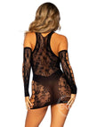 Leg Avenue Leg Avenue - Lace and Net Racer Back Mini Dress With Faux Panty And Gloves