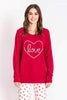 PJ Salvage Lingerie, Long Sleeve Top PJ Salvage All Love Top- Ivory- Raspberry