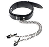 Touch of Fur Accessories, Collars Leather Collar with Attached Nipple Clamp